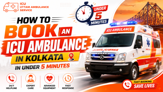 ICU ambulance arriving for emergency patient transfer in Kolkata