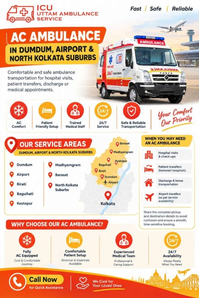 AC Ambulance in Dumdum Airport North Kolkata Suburbs